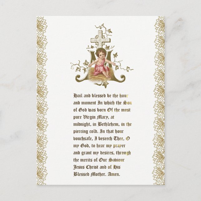 Jul Baby Jesus i Manger Marian Kor Vykort (Framsida)