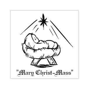 Jul Baby Jesus i Manger "Mary Kristus-Mass" Stämpel