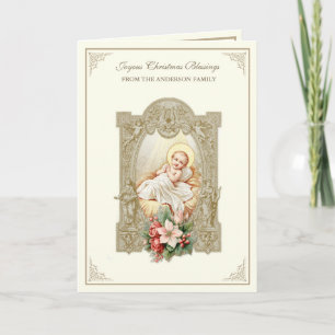Jul Baby Jesus Poinsettias Scripture Helgkort