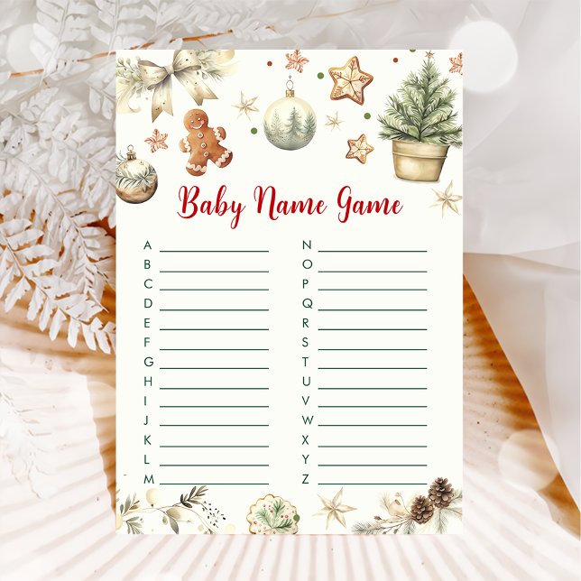 Jul Baby Namn Baby Shower Spelkort Inbjudningar (Skapare uppladdad)