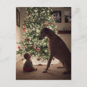 Jul Baby och Hund Best Friend Helg Vykort
