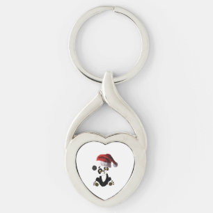 Jul Baby Panda Twisted Heart Silverfärgad Nyckelring