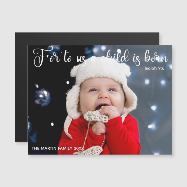 Jul Baby Photo Religiösa Verse Magnet Card (Fram/baksida)