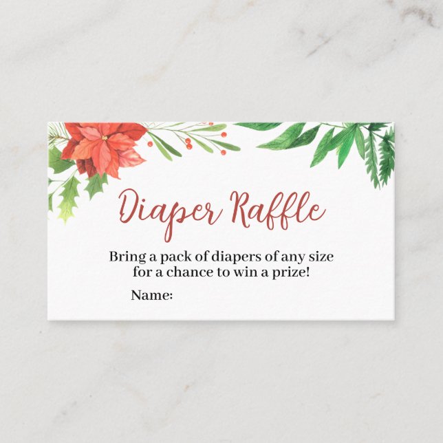 Jul Baby Shower Diaper Raffle Sign Visitkort (Framsida)