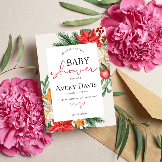 Jul Baby Shower Festive Inbjudningar (Skapare uppladdad)