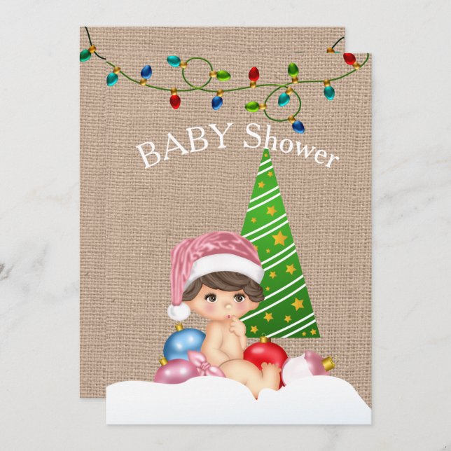 Jul Baby Shower-inbjudan Flicka Inbjudningar (Fram/baksida)