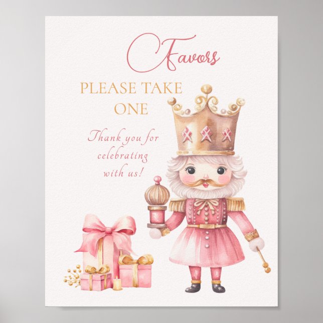 Jul Baby Shower: Rosa Nutcracker Favors Poster (Framsidan)