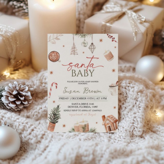 Jul Baby Shower Santa Baby Inbjudningar (Skapare uppladdad)