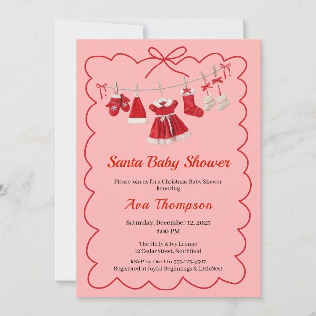 Jul Baby Shower | Santa Clothes Red & White Inbjudningar (Framsida)