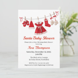 Jul Baby Shower | Santa Clothes Red & White Inbjudningar
