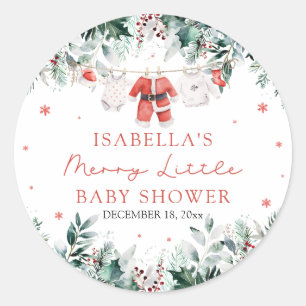 Jul Babykläder Merry Little Baby Shower Runt Klistermärke