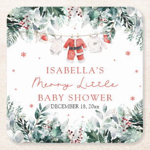 Jul Babys Kläder Glad Liten Baby Shower Underlägg Papper Kvadrat