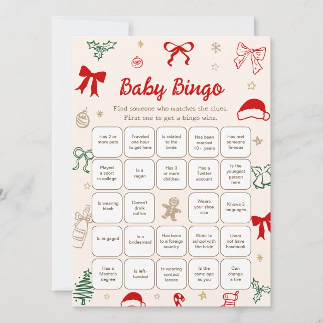 Jul Babyshower Hitta Gästen Bingo Kort (Framsida)