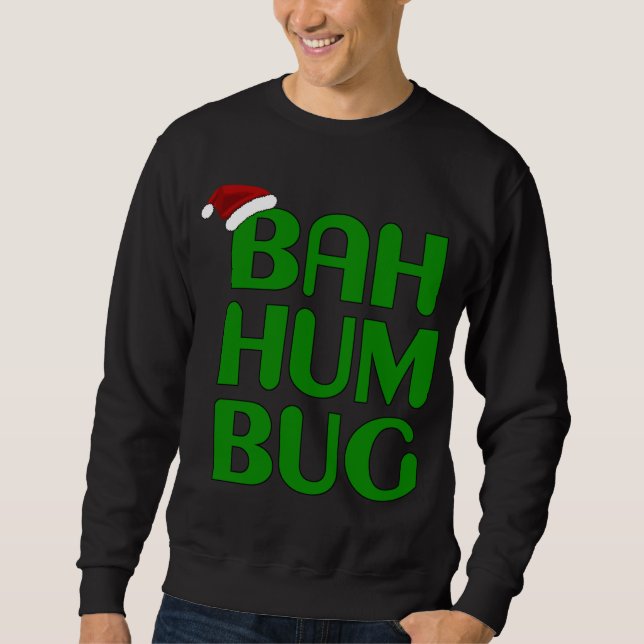 Jul Bah Humbug Julafton Humbug Santa Hat Lång Ärmad Tröja (Framsida)