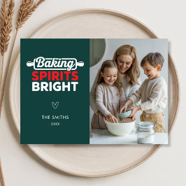 Jul Baking Spirits Bright Family Photo Julkort