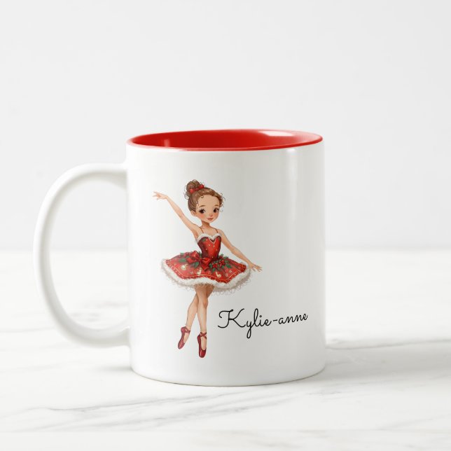 Jul Ballerina Girl Två-Tonad Mugg (Vänster)