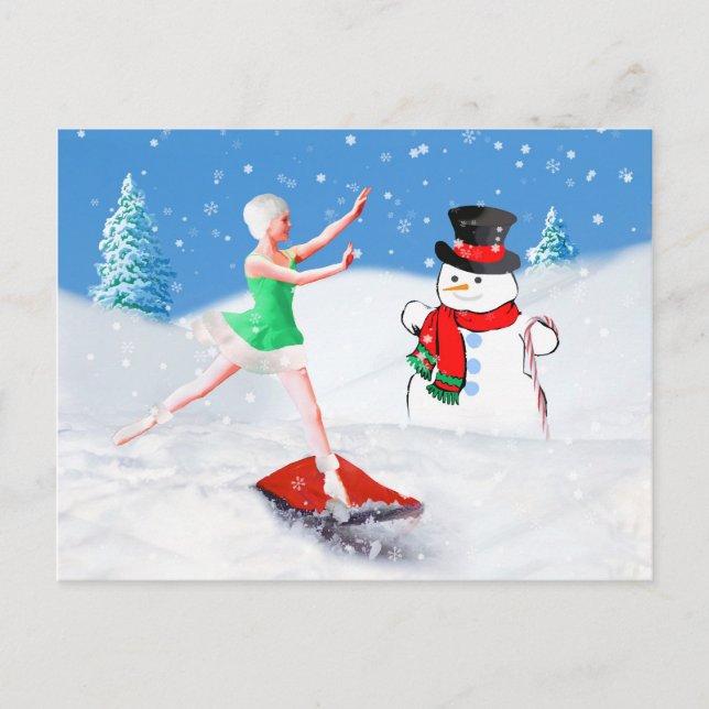 Jul, Ballet Dancer, Snö Scene Helg Vykort (Framsida)