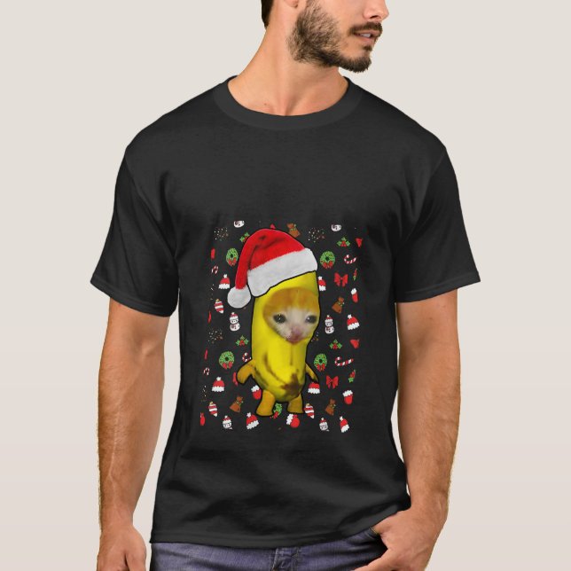 Jul Banana Cat Lycklig Bananacat Meme Julafton Kit T Shirt (Framsida)