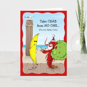Jul Banana och Santa Klo Lobster Funny Helgkort
