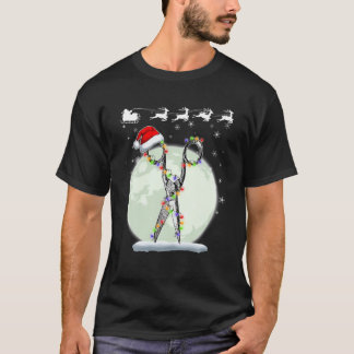 Jul Barber Hairdresser Sissors med Santa H T Shirt