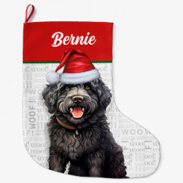 Jul Barbet Hund Woof Namn Stor Julstrumpa