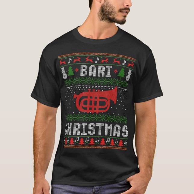 jul Bari Ugly Sweater Baritone Älskare Julafton Gi T Shirt (Framsida)