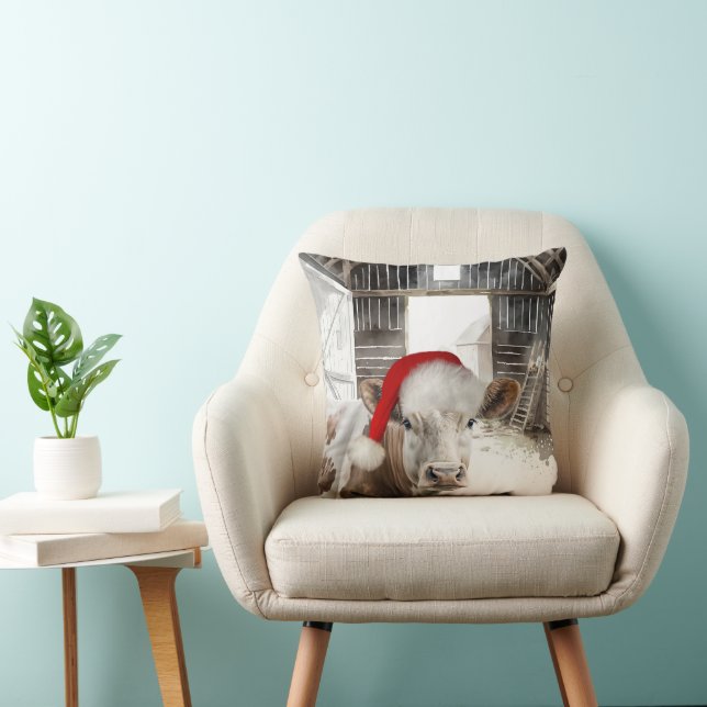 Jul Barn Cow med Santa Hat Kudde (Stol)