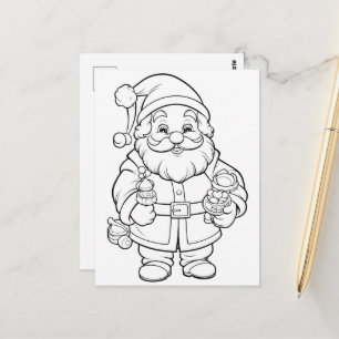Jul barn färglägga Tomte Vykort