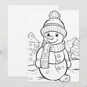 Jul barn färgläggning snöman add text  julkort