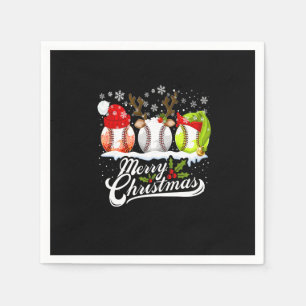 Jul Baseball Boll Santa Hat Elf Reindeer Roligt Pappersservett