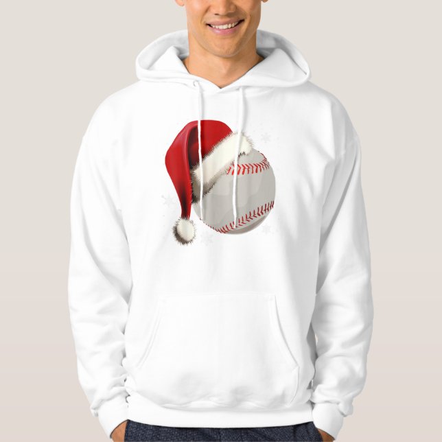 Jul Baseball Boll Santa Hat Funny Hoodie (Framsida)