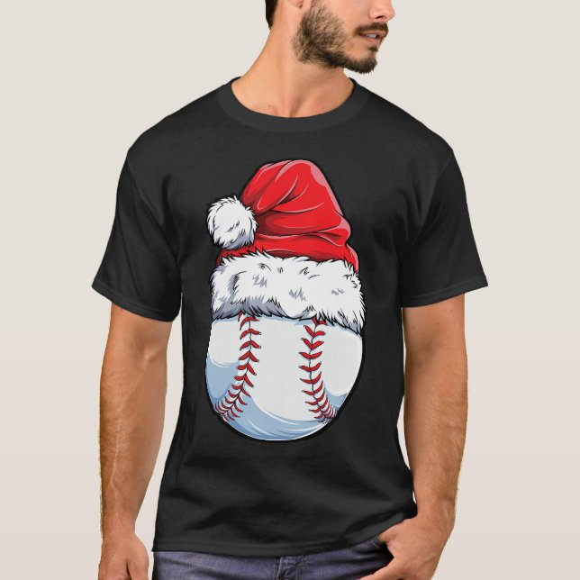 Jul Baseball Boll Santa Hat Julafton Boys Catche T Shirt (Framsida)