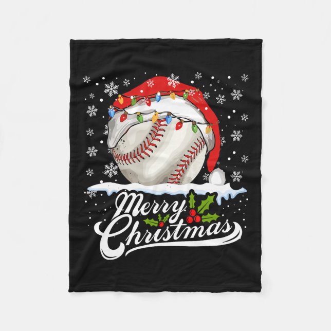Jul Baseball Boll Santa Hat Julafton Boys Manar Fleecefilt (Framsidan)