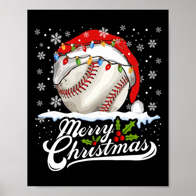 Jul Baseball Boll Santa Hat Julafton Boys Manar Poster (Framsidan)