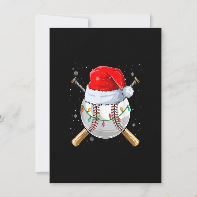 Jul Baseball Boll Santa Hat Julafton Ljus Inbjudningar (Framsida)