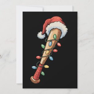 Jul Baseball Fladdermus Santa Hat Julafton Ljus Re Julkort