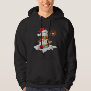 Jul Baseball Fladdermus Snögubbe Santa Snowflake Hoodie