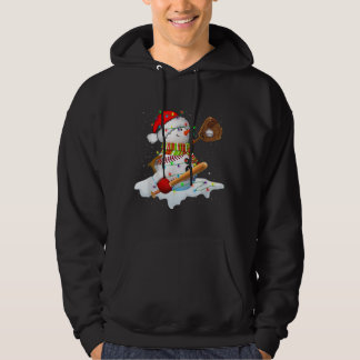 Jul Baseball Fladdermus Snögubbe Santa Snowflake Hoodie