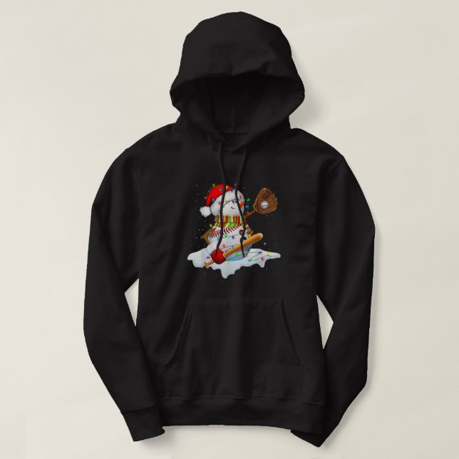 Jul Baseball Fladdermus Snögubbe Santa Snowflake Hoodie (Design framsida)