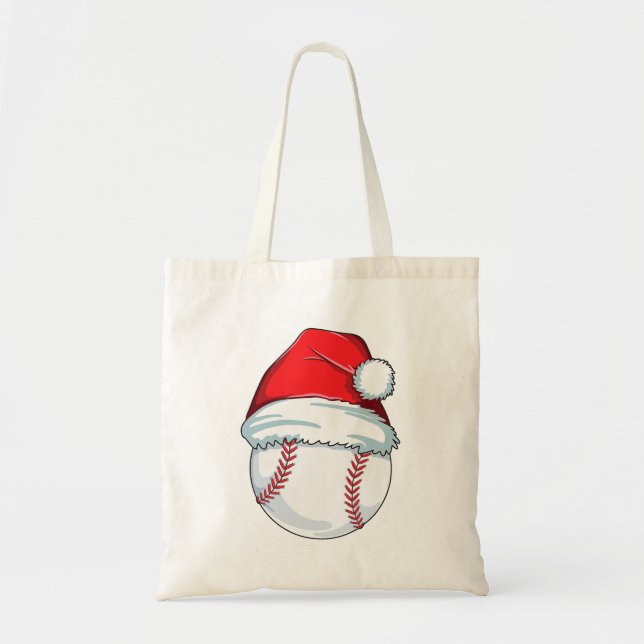 Jul Baseball För barn Manar Boll Santa Pajama Tygkasse (Framsidan)
