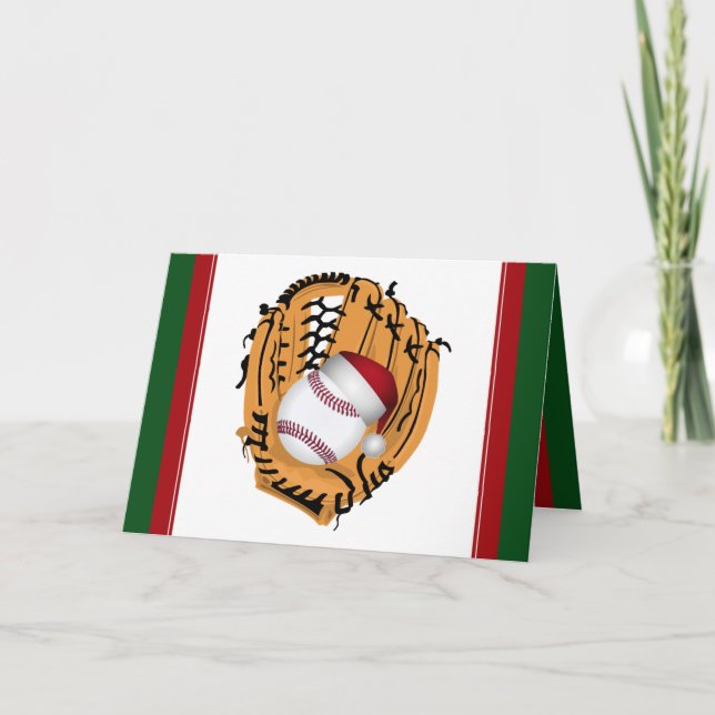 Jul Baseball Mitt och Boll Helgkort (Framsida)