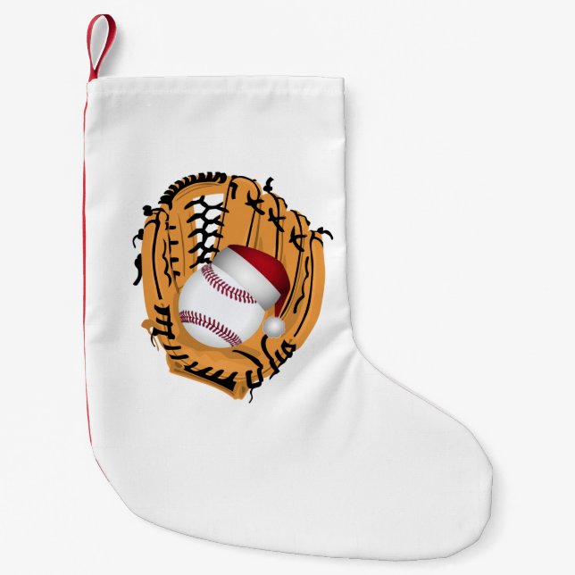 Jul Baseball Mitt och Boll Liten Julstrumpa (Framsidan)