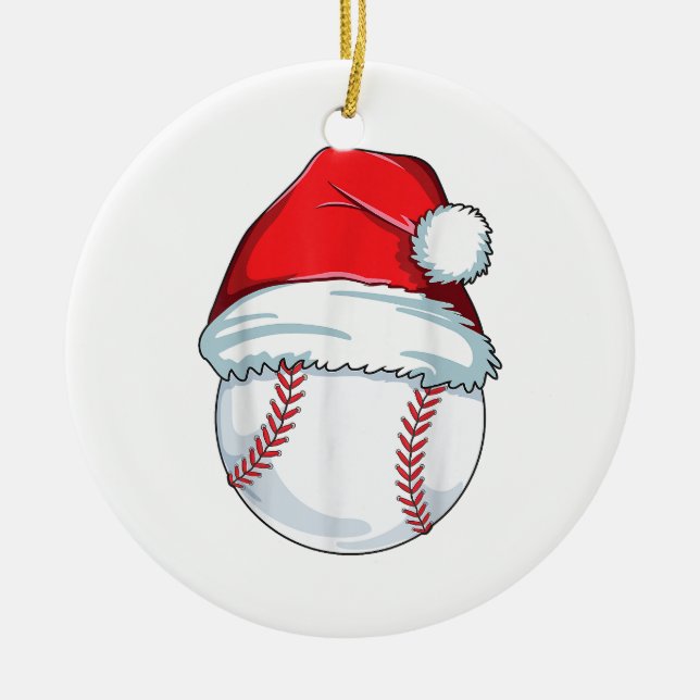 Jul Baseball Santa Hat Boll Kids BoyOrnament Julgransprydnad Keramik (Framsidan)