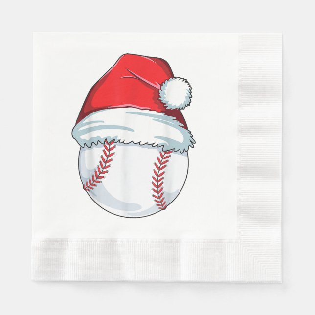 Jul Baseball Santa Hat Boll Kids Boys Manar Pappersservett (Framsidan)
