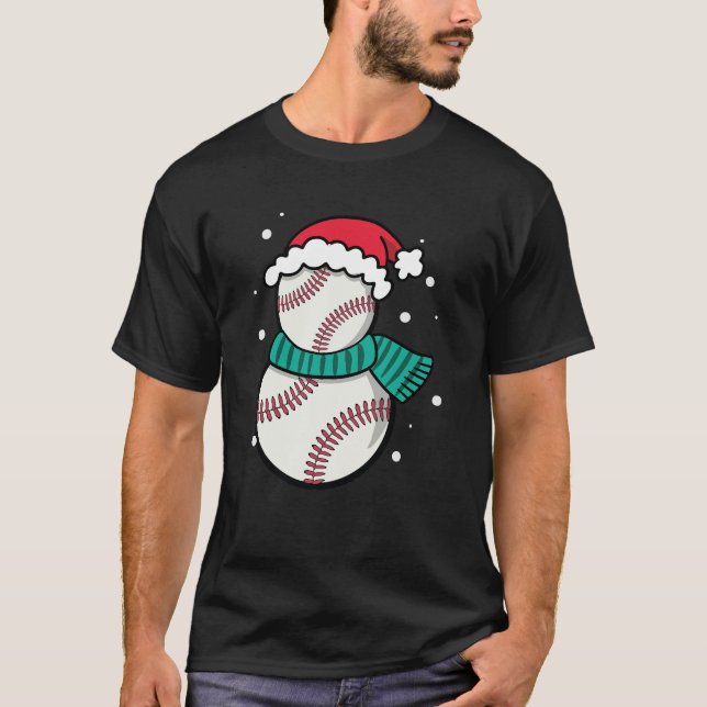 Jul Baseball Santa Hat T Shirt (Framsida)
