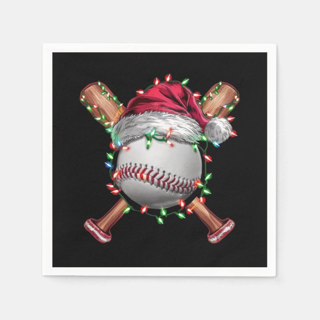 Jul Baseball Santa Sports Julafton Helgdag Pappersservett (Framsidan)