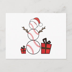 Jul Baseball Snögubbe Funny Helg Vykort