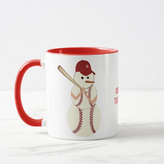 Jul Baseball Snögubbe, Helgdag Baseball Mugg (Vänster)