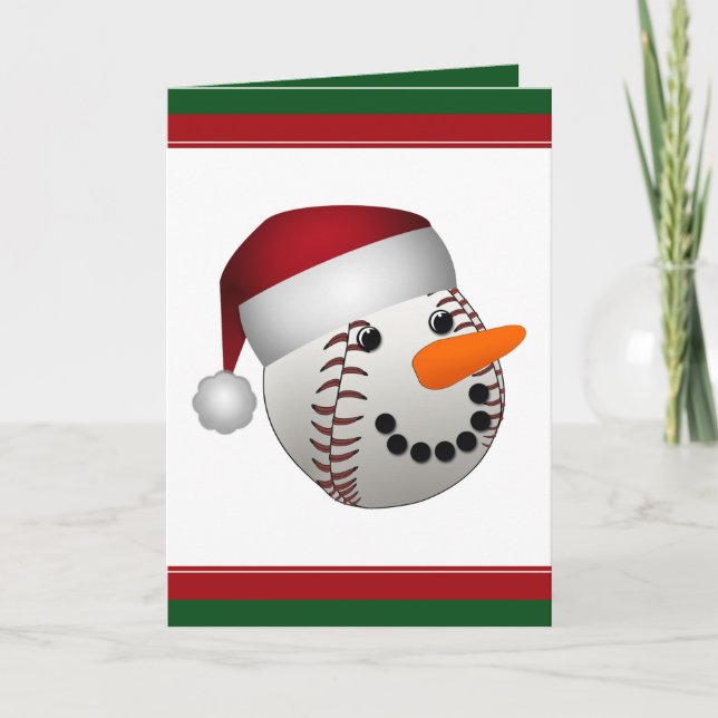Jul Baseball Snögubbe Helgkort (Framsida)