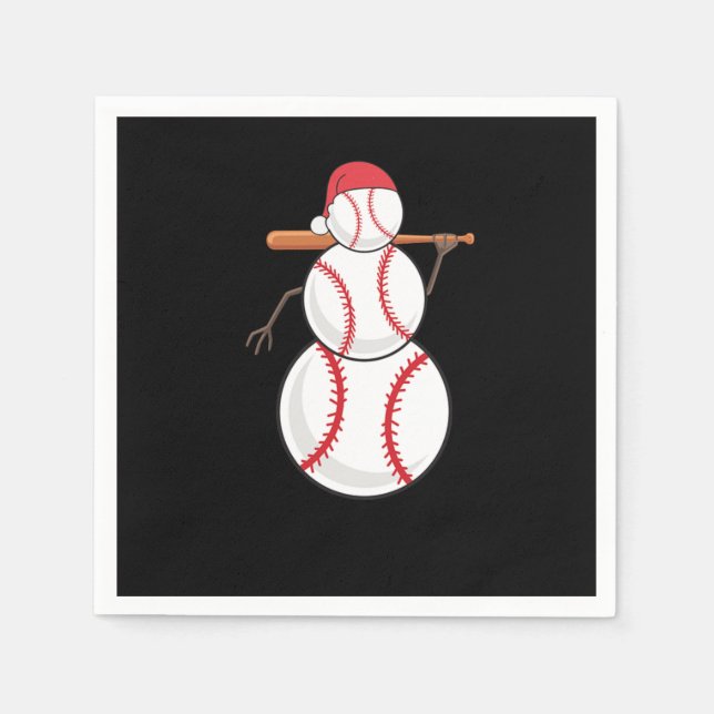 Jul Baseball Snögubbe Pappersservett (Framsidan)